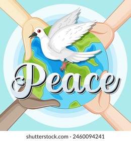 Dove, hands, and Earth symbolizing peace and unity