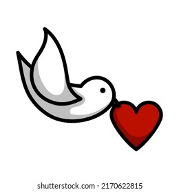 Dove Heart Icon Editable Bold Outline Stock Vector (Royalty Free ...