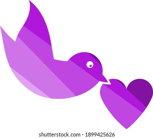 Dove With Heart Icon. Flat Color Ladder Design. Vector Illustration.