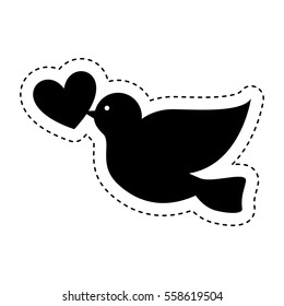 dove with heart icon vector illustration design