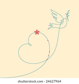 Dove with heart shape.