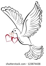 Dove with heart shaped.