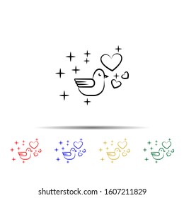 dove with hearts multi color style icon. Simple thin line, outline vector of wedding icons for ui and ux, website or mobile application