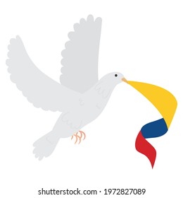 dove holding a colombia flag ribbon