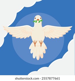 Dove holding olive branch symbol of peace Vector