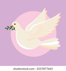 Dove holding olive branch symbol of peace Vector