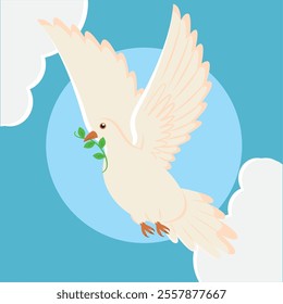 Dove holding olive branch symbol of peace Vector