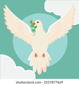 Dove holding olive branch symbol of peace Vector