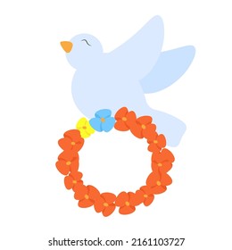 Dove holding a wreath pray for ukraine
