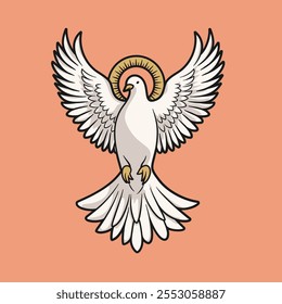 Dove of the Holy Spirit Colored Vector Illustration
