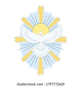 Dove of holy spirit with seven lights