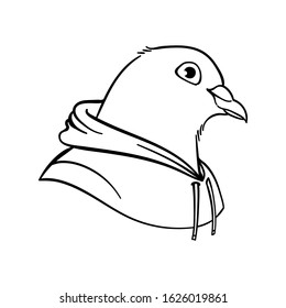 Dove with human body, Illustration Vector, Simple line art