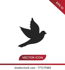 Dove icon. Bird symbol, flat vector illustration.