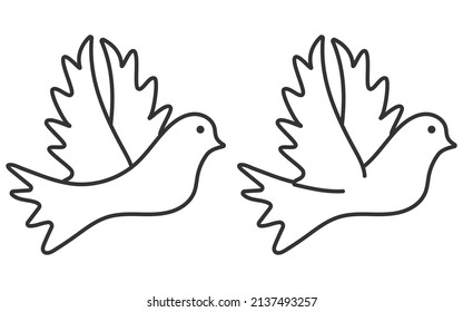 Dove icon. Bird symbol of peace and freedom in simple linear style. Vector illustration. Eps 10.