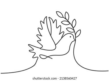 Dove icon. Bird symbol of peace and freedom in simple linear style. Vector illustration. Eps 10.