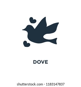 Dove icon. Black filled vector illustration. Dove symbol on white background. Can be used in web and mobile.