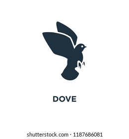 Dove icon. Black filled vector illustration. Dove symbol on white background. Can be used in web and mobile.
