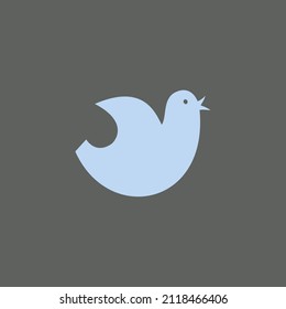 Dove icon. Clear vector logo. 
Stylized silhouette of a light dust blue pigeon on a dark grey background.