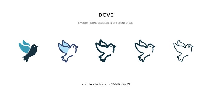 dove icon in different style vector illustration. two colored and black dove vector icons designed in filled, outline, line and stroke style can be used for web, mobile, ui