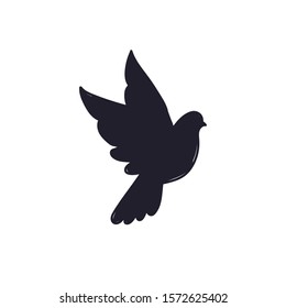 Dove icon in flat style isolated on background. Dove hand drawn icon symbol for your design. Pigeon vector illustration