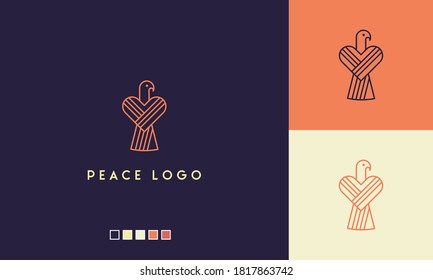 Dove Icon with Heart Shape. Logo Template