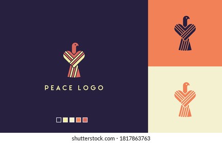 Dove Icon with Heart Shape. Logo Template