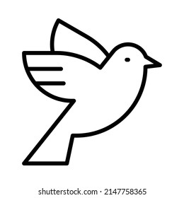Dove Icon. Line Art Style Design Isolated On White Background