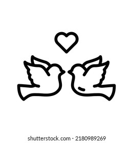 Dove Icon. Line Art Style Design Isolated On White Background