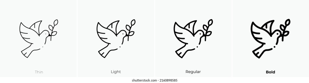 dove icon. Linear style sign isolated on white background. Vector illustration.