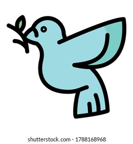 Dove icon. Outline dove vector icon for web design isolated on white background