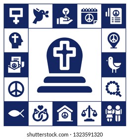 dove icon set. 17 filled dove icons.  Simple modern icons about  - Peace, Faith, Cemetery, Bird, Rosary, Christianity, Dove, Marriage, Freedom, Equality