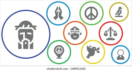 dove icon set. 9 filled dove icons.  Collection Of - Jesus, Prayer, Peace, Dove, Priest, Equality, Bird