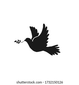 dove icon silhouette on white background, vector