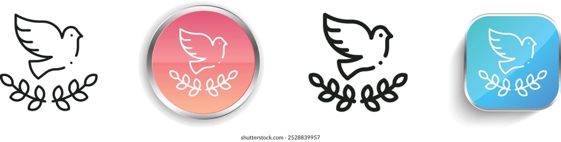 dove icon. Thin Linear, Regular and Button Style Design Isolated On White Background