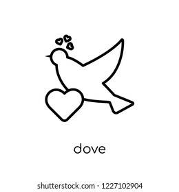 dove icon. Trendy modern flat linear vector dove icon on white background from thin line Wedding and love collection, outline vector illustration