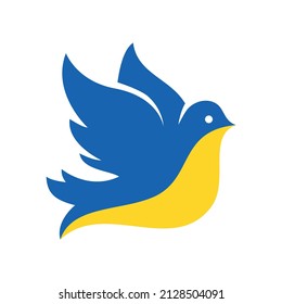 Dove icon in Ukraina flag colors in trendy flat style isolated on background - vector illustration