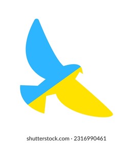 Dove icon in Ukraina flag colors in trendy flat style. Vector illustration. stock image.