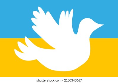 Dove icon in Ukraine flag colors flat style isolated on background. vector illustration