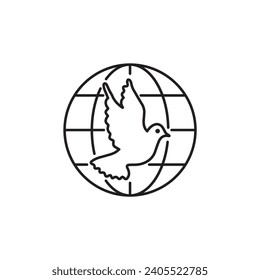 dove icon vector  globe earth  peace sign International peace day icon 