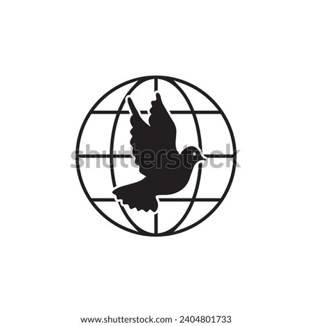 dove icon vector  globe earth  peace sign International peace day icon 