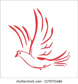 Dove icon vector, Pigeon icon vector, Red dove, Red Pigeon illustration vector logo background for web and apllications