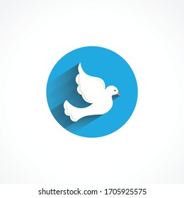 dove icon. white dove bird flat icon isolated on white background for web and mobile