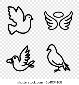Dove icons set. set of 4 dove outline icons such as dove, wings, love bird