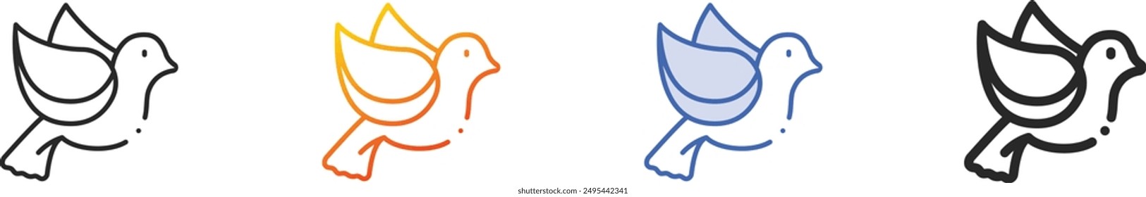 dove icon.Thin Linear, Gradient, Blue Stroke and bold Style Design Isolated On White Background