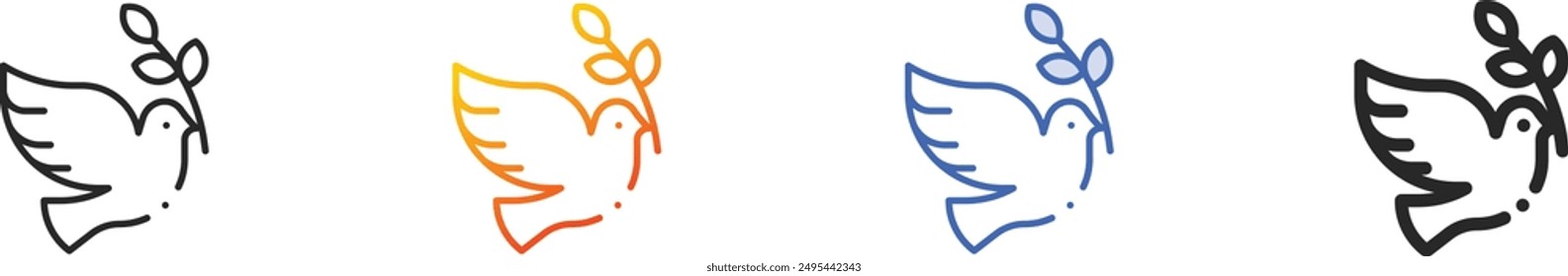 dove icon.Thin Linear, Gradient, Blue Stroke and bold Style Design Isolated On White Background