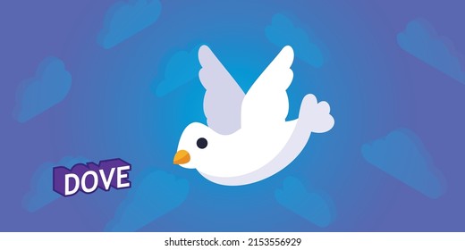 Dove isometric design icon. Vector web illustration. 3d colorful concept