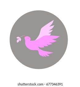 
Dove with a leaf in its beak vector