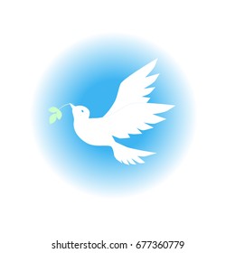 
Dove with a leaf in its beak vector