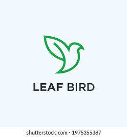 dove with leaf logo design vector illustration on white background