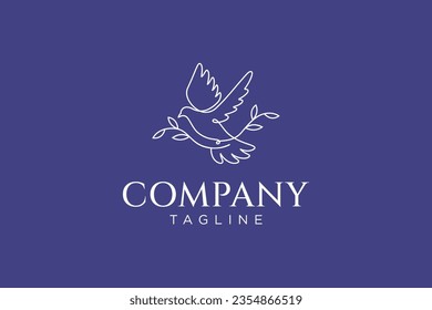 dove leaf minimalist line concept logo design for religion community